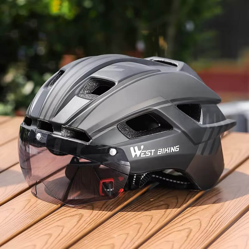 EASTINEAR Casque Vélo Avec Feu LED Rechargeable, Visière Et Lunettes Magnétiques – Sécurité Top Pour Homme Et Femme, VTT Et Route