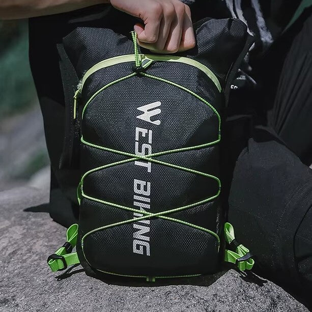 Sac à Dos D’Hydratation VTT – 15L – Nylon 210D Imperméable – Avec Poche à Eau – Sifflet, Réfléchissant
