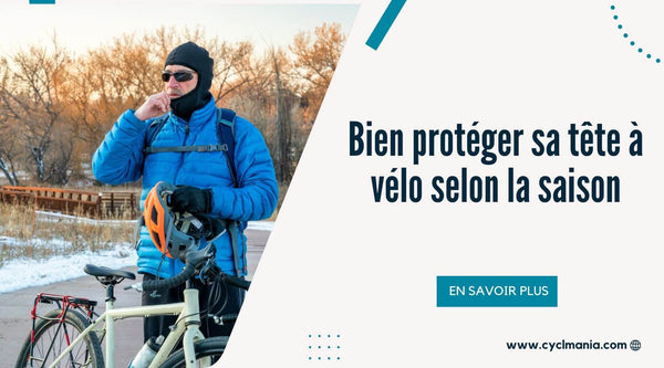 Cycliste portant une cagoule velo pour protéger sa tête selon la saison