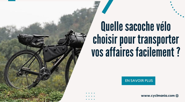 Cycliste équipé d'une sacoche velo sur un chemin, illustrant le transport pratique et sécurisé des affaires à vélo.