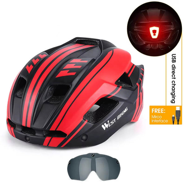 AeroShield™ | Casque velo léger avec feu arrière et lunettes magnétiques