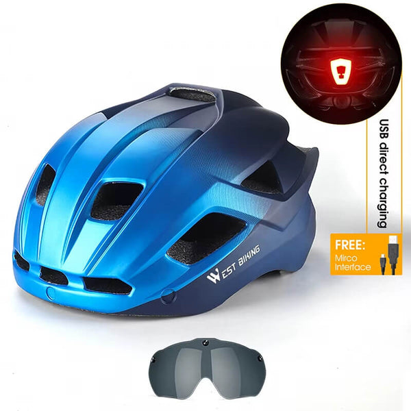 AeroShield™ | Casque velo léger avec feu arrière et lunettes magnétiques