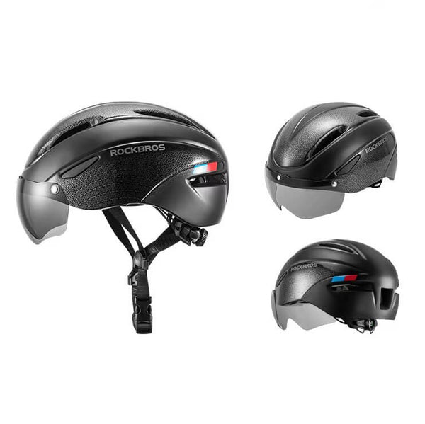 MounBikeHelmet™ | Casque velo léger avec lunettes magnétiques et lumière LED rechargeable